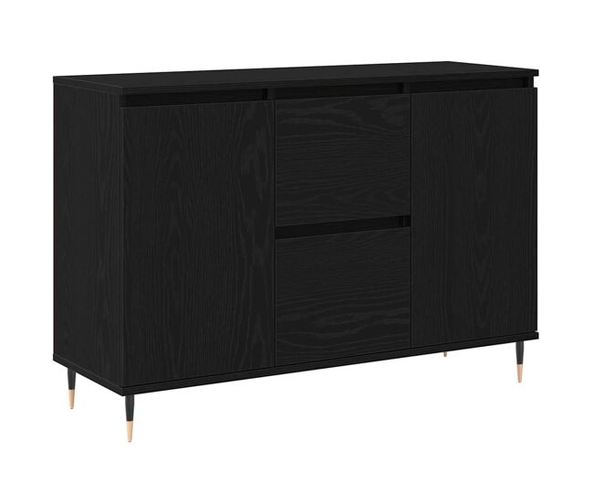 Aparador - mueble de almacenamiento roble negro 101,5 x 35 x 70 cm madera de ingeniería es4949