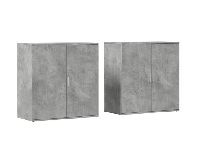 Aparador - muebles de almacenamiento 2 uds madera de ingeniería gris hormigón 79x38x80 cm es5190