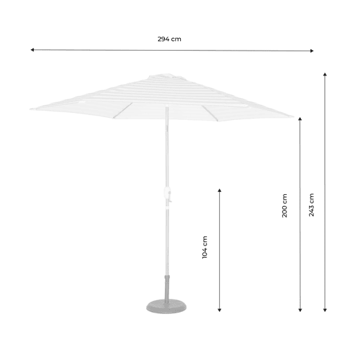 Guarda-sol retangular mastro efeito madeira, 3x3m Riscas bege - 293x293x250 cm