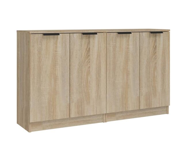 Aparador - muebles de almacenamiento 2 uds madera contrachapada roble sonoma 60x30x70 cm es5161