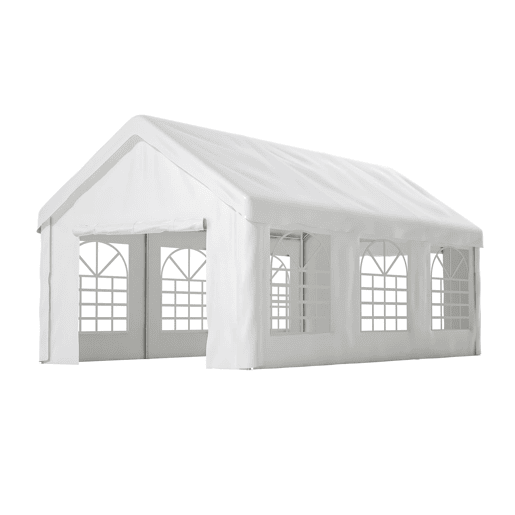 Tenda garagem 3x6m - porta dupla enrolável, teto e laterais removíveis - branco