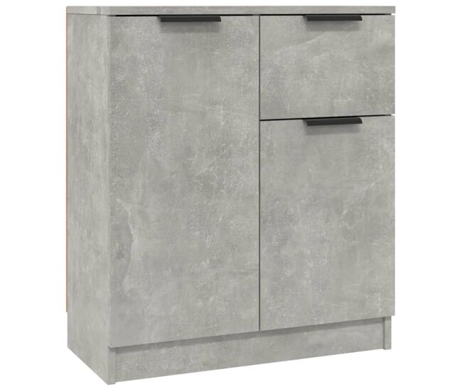 Aparador - muebles de almacenamiento 2 uds madera contrachapada gris hormigón 60x30x70 cm es5129
