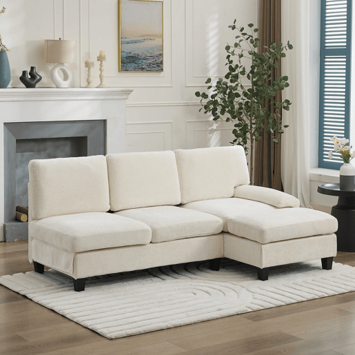 Sofá de 3 lugares 194x118x81 cm - Lateral, cama, linho, sala e quarto - Bege
