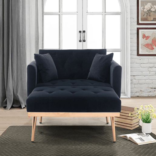 Poltrona reclinável individual - encosto ajustável e dobrável - preto