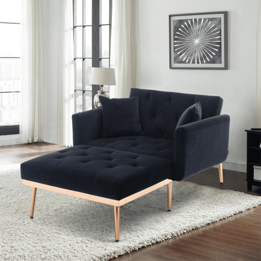 Poltrona reclinável individual - encosto ajustável e dobrável - preto