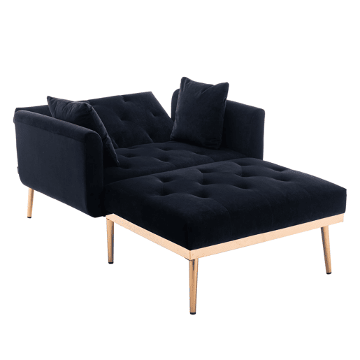 Poltrona reclinável individual - encosto ajustável e dobrável - preto