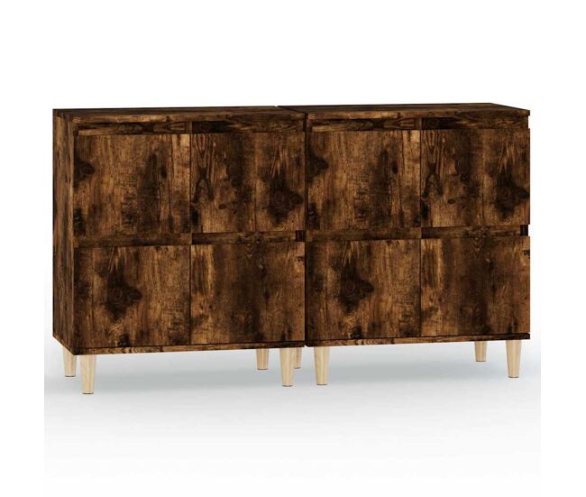 Aparador - muebles de almacenamiento 2 uds madera contrachapada roble ahumado 60x35x70 cm es5156