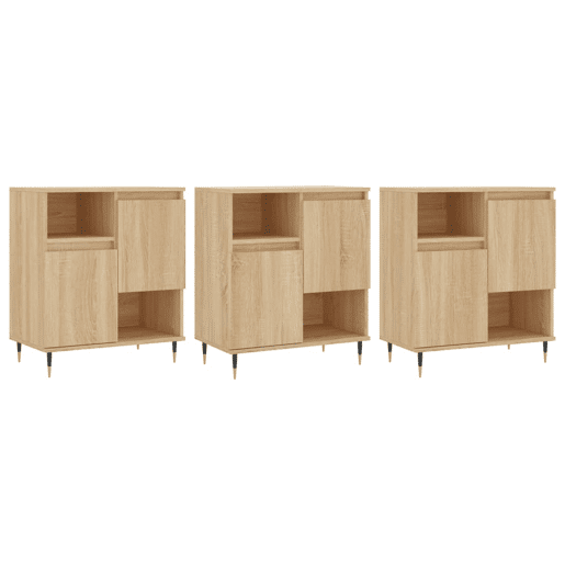 Aparadores - Bufetes - Móveis de apoio 3 pcs derivados de madeira cor carvalho sonoma pt5295