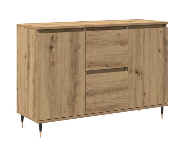 Aparador - mueble de almacenamiento con cajón roble artesanal 101,5 x 35 x 70 cm es1777