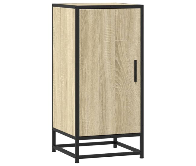 Aparador - mueble de almacenamiento madera ingeniería y metal roble sonoma 35,5x35x76 cm es4629