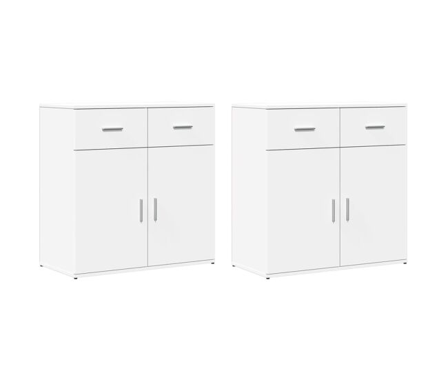 Aparador - muebles de almacenamiento 2 unidades madera de ingeniería blanco 79x38x80 cm es5266
