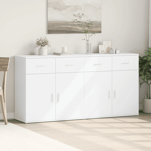 Aparadores - Bufetes - Móveis de apoio 2 pcs 79x38x80 cm derivados de madeira branco pt5266