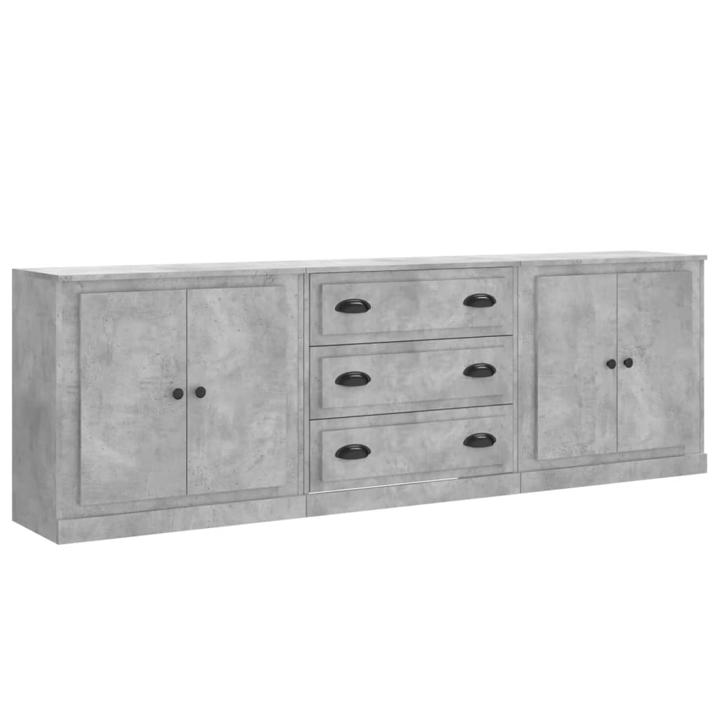 Aparador - Mueble de almacenamiento 3 uds 210 Gris