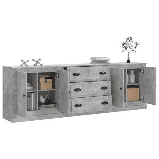 Aparadores - Bufetes - Móveis de apoio 3 pcs derivados de madeira cinzento cimento pt5280