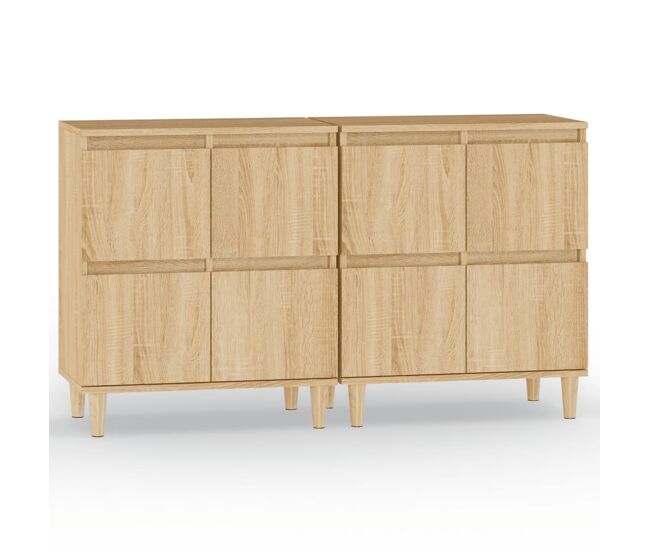 Aparador - muebles de almacenamiento 2 uds madera contrachapada roble sonoma 60x35x70 cm es5167