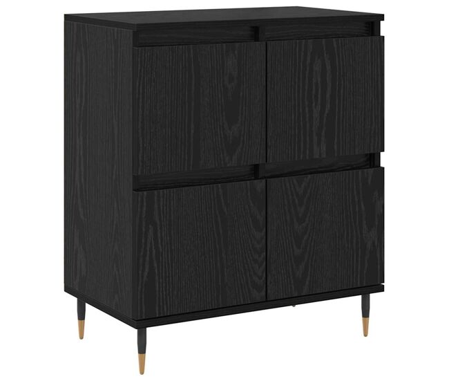 Aparador - mueble de almacenamiento roble negro 60 x 35 x 70 cm es4989