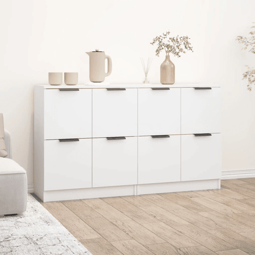 Aparadores - Bufetes - Móveis de apoio 2 pcs 60x30x70 cm derivados de madeira branco pt5260