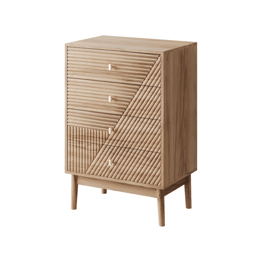 Cômoda com 4 gavetas - Armário moderno de madeira para sala, quarto e corredor - Carvalho