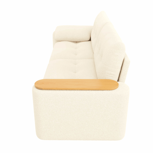 Sofá de 2 lugares - modular, com arrumação, apoio para a cabeça e mesa auxiliar integrada - Bege Sofá de 2 lugares - modular, com arrumação, apoio para a cabeça e mesa auxiliar integrada - Bege