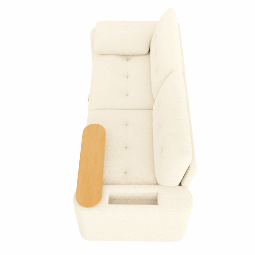 Sofá de 2 lugares - modular, com arrumação, apoio para a cabeça e mesa auxiliar integrada - Bege Sofá de 2 lugares - modular, com arrumação, apoio para a cabeça e mesa auxiliar integrada - Bege