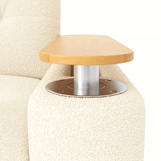 Sofá de 2 lugares - modular, com arrumação, apoio para a cabeça e mesa auxiliar integrada - Bege Sofá de 2 lugares - modular, com arrumação, apoio para a cabeça e mesa auxiliar integrada - Bege