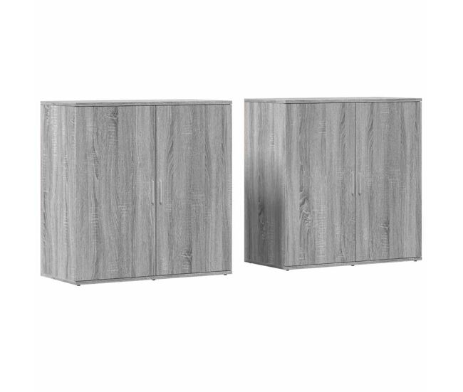 Aparador - muebles de almacenamiento 2 uds madera de ingeniería gris sonoma 79x38x80 cm es5202