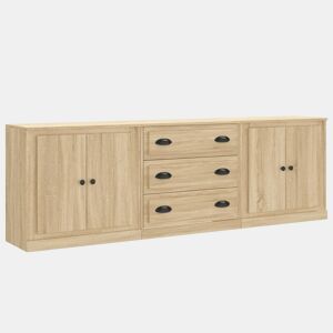 Aparadores - Bufetes - Móveis de apoio 3 pcs derivados de madeira cor carvalho sonoma pt5275