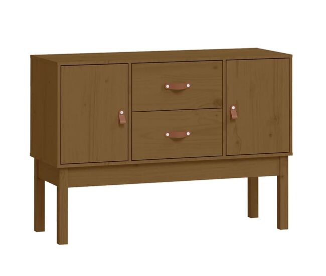 Aparador - mueble de almacenamiento madera maciza de pino marrón miel 110x40x78 cm es4653
