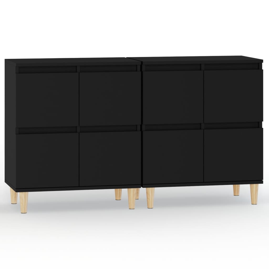 Aparador - Mueble de almacenamiento 2 uds 60 Negro
