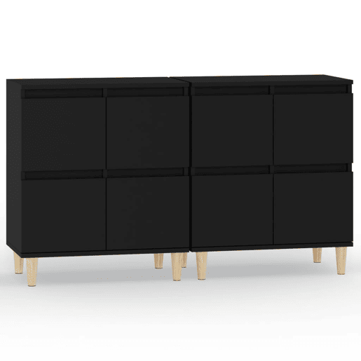 Aparadores - Bufetes - Móveis de apoio 2 pcs 60x35x70 cm derivados de madeira preto pt5145