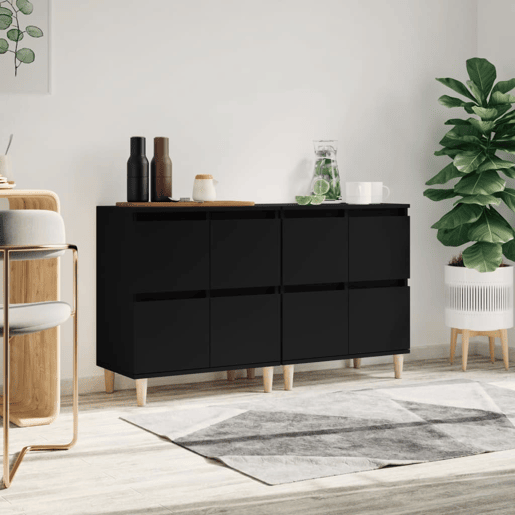 Aparadores - Bufetes - Móveis de apoio 2 pcs 60x35x70 cm derivados de madeira preto pt5145