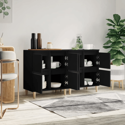 Aparadores - Bufetes - Móveis de apoio 2 pcs 60x35x70 cm derivados de madeira preto pt5145