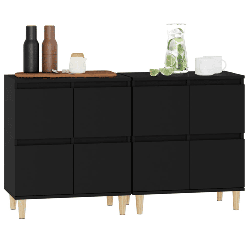 Aparadores - Bufetes - Móveis de apoio 2 pcs 60x35x70 cm derivados de madeira preto pt5145