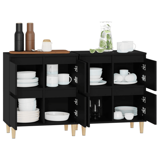 Aparadores - Bufetes - Móveis de apoio 2 pcs 60x35x70 cm derivados de madeira preto pt5145