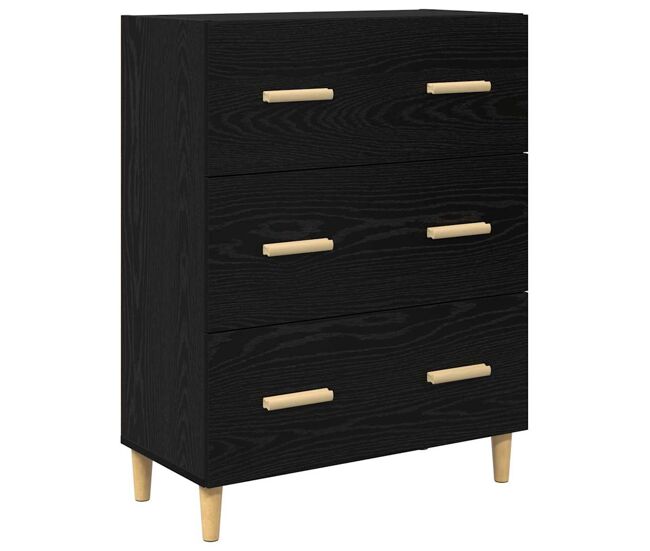 Aparador - mueble de almacenamiento roble negro 69,5 x 34 x 90 cm madera de ingeniería es5000