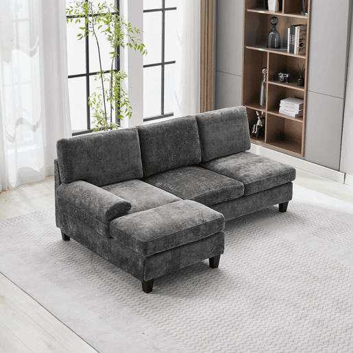 Sofá de 3 lugares 194x118x81 cm - Lateral, cama e lounge, para sala e quarto - Cinza
