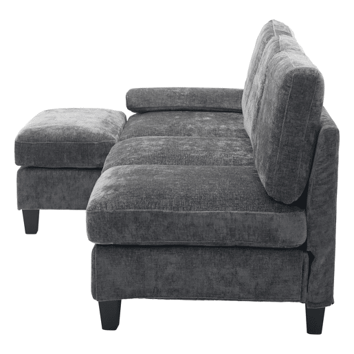 Sofá de 3 lugares 194x118x81 cm - Lateral, cama e lounge, para sala e quarto - Cinza
