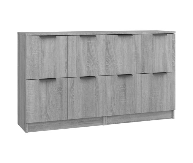 Aparador - muebles de almacenamiento 2 uds madera contrachapada gris sonoma 60x30x70 cm es5140