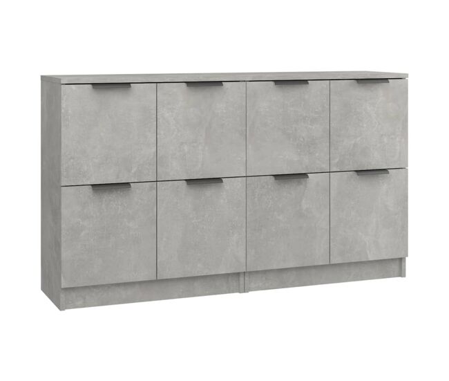 Aparador - muebles de almacenamiento 2 uds madera contrachapada gris hormigón 60x30x70 cm es5128