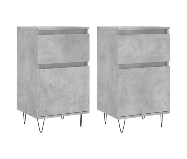 Aparador - muebles de almacenamiento 2 uds madera de ingeniería gris hormigón 40x35x70 cm es5183
