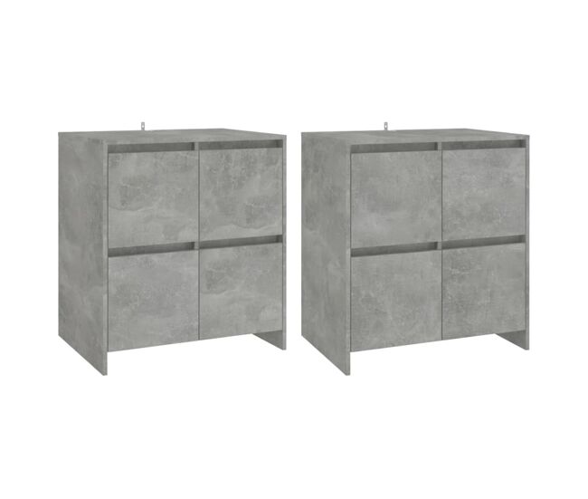 Aparador - muebles de almacenamiento 2 uds madera de ingeniería gris hormigón 70x41x75 cm es5189