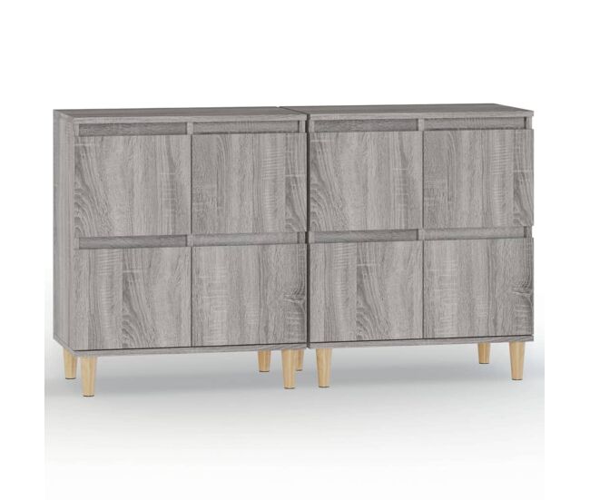 Aparador - muebles de almacenamiento 2 uds madera contrachapada gris sonoma 60x35x70 cm es5143