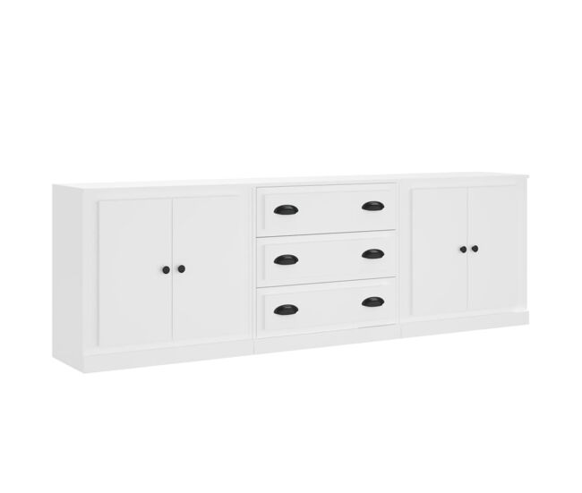 Aparador - muebles de almacenamiento 3 piezas madera contrachapada blanco es5271