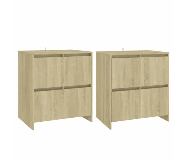 Aparador - muebles de almacenamiento 2 uds madera de ingeniería roble sonoma 70x41x75 cm es5232