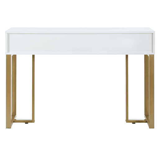 Consola moderna 120 cm - com gavetas, pés reguláveis e puxadores elegantes - Branco+Dourado