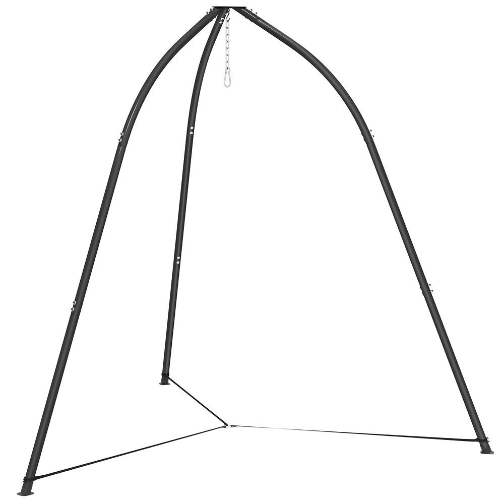 Outsunny soporte para silla colgante triangular altura 210 cm, con cadena ajustable, base estable, resistente a la intemperie, estructura de silla colgante para patio, jardín, carga 150 kg, negro