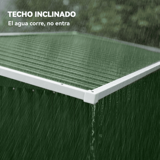 Outsunny Abrigo de Jardim 2,7 m² 234x132x185 cm Abrigo de Exterior Metálico com Três Portas Fechadura Telhado Inclinado e Ventilação para Armazenamento de Ferramentas Verde