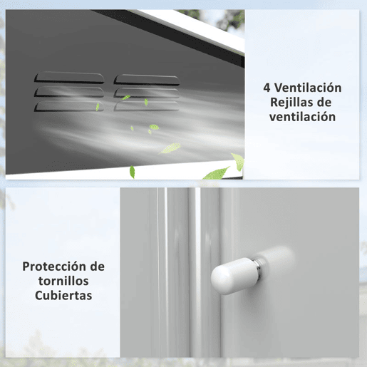 Outsunny Abrigo de Jardim Exterior 3,6 m² 236x171x191 cm Abrigo de Jardim Metálico com Portas Deslizantes e Aberturas de Ventilação para Armazenamento de Ferramentas Cinzento Escuro