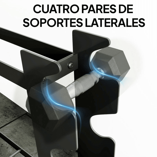 SPORTNOW Suporte para Halteres de 4 Níveis Estante de Armazenamento de Pesos em Aço Resistente para Halteres Kettlebells para Treino em Ginásio Casa Carga 200 kg 70x21x55 cm Preto