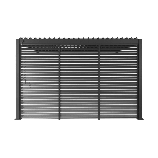 Pérgola bioclimática de alumínio encostada 3x4m + 3 persianas 1.3m Antracite - 391x301x250 cm